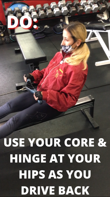 Use your core and hinge at your hips as you drive back