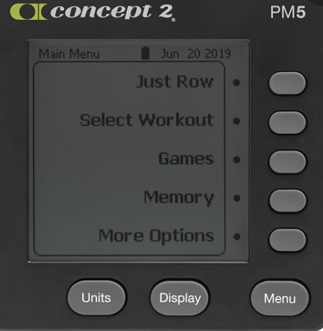 concept 2 row machine display screen