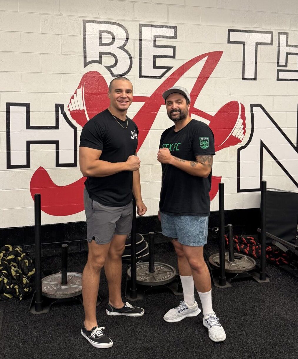 Guhan and Eric flexing