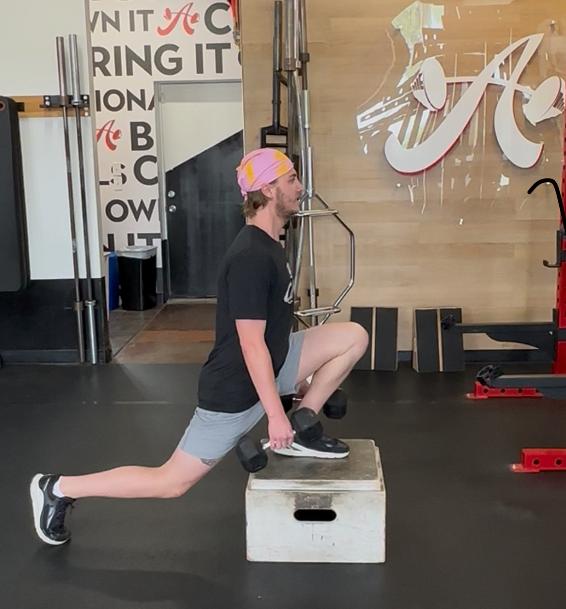 Client Highlight Nathan Franzke doing a front foot elevated split squat