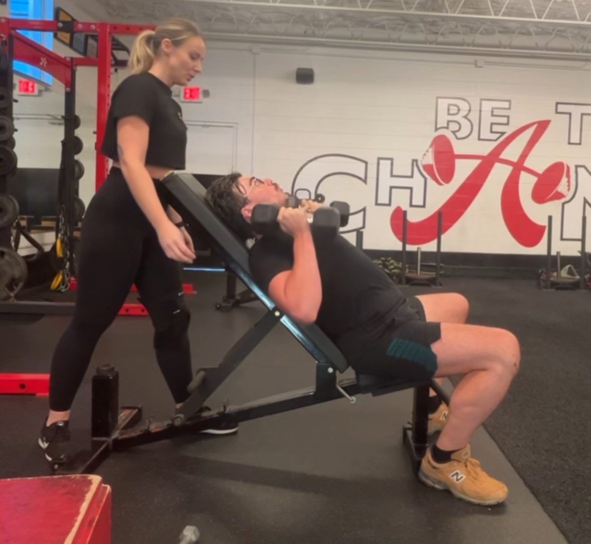 Client Highlight Garrett doing an incline bench press
