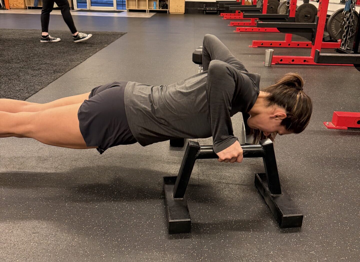 Alicia performing a push up